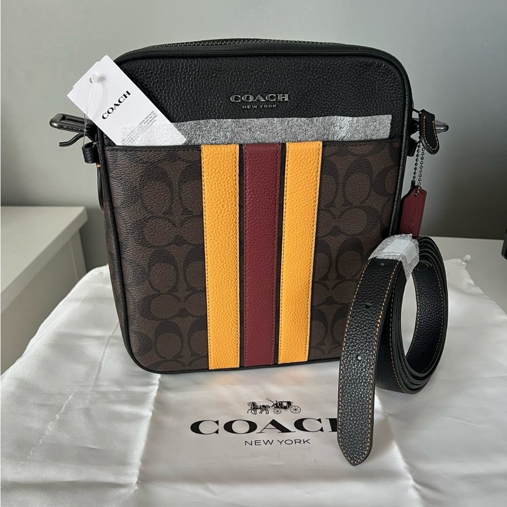 Coach Hudson Crossbody Bag 21 With Varsity Stripe